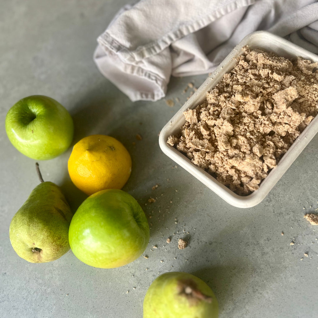 Seasonal fruit crumble with golden topping – dessert delivery Northern Rivers