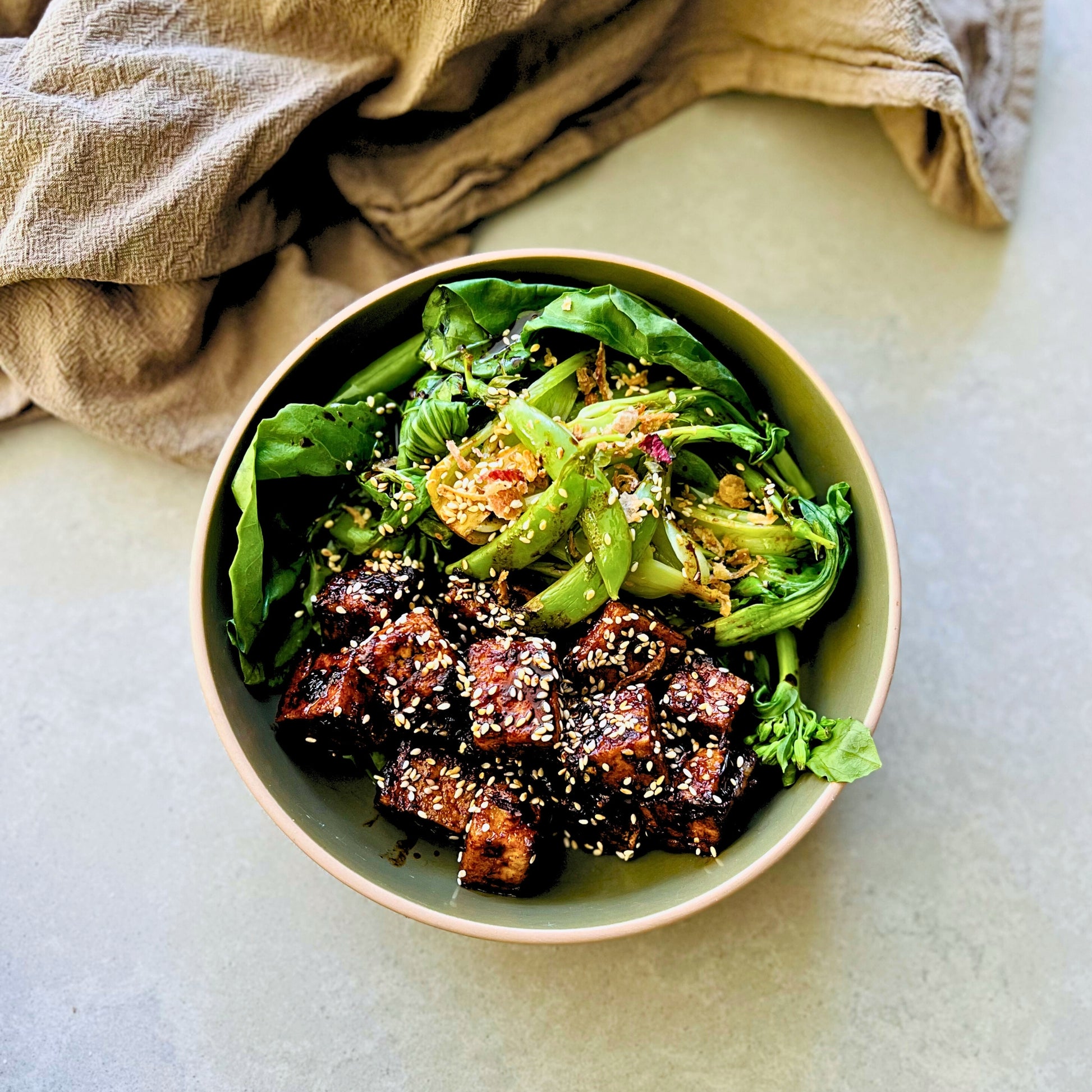 Sticky Glazed Tofu & Asian Spring Greens delivery Northern Rivers